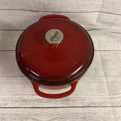 Lodge EC4D43 emaillierter Gusseisen Dutch Oven 4,5 Quart roter Edelstahlknauf!!! - Bild 6 von 7