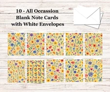 10 - Blank Note Cards with Envelopes - All Occasion #027