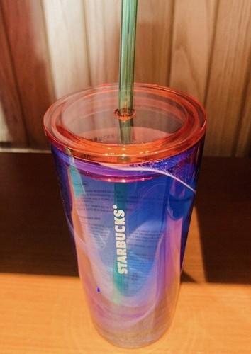 Starbucks Blue Wave Glass Cup Cold Recycled Swirl Tumbler Gradient 18oz New 2022 - Picture 7 of 8