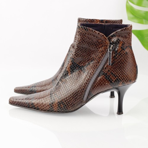 Donald Pliner Womens Sarra Boot Size 7 Brown Python Pointed kitten Heel Y2K 90s - Picture 6 of 15