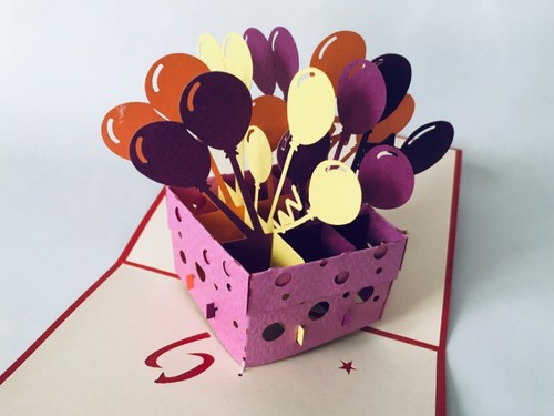 Confezione Regalo Con Palloncino 4, Carte Pieghevoli 3D, Pop-up Card, Biglietto Auguri - Foto 4 di 5
