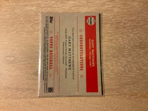 2021 Topps Chrome Platinum Anniversary Baseball Gary Matthews Auto #PA-GMA Cubs - Picture 2 of 2