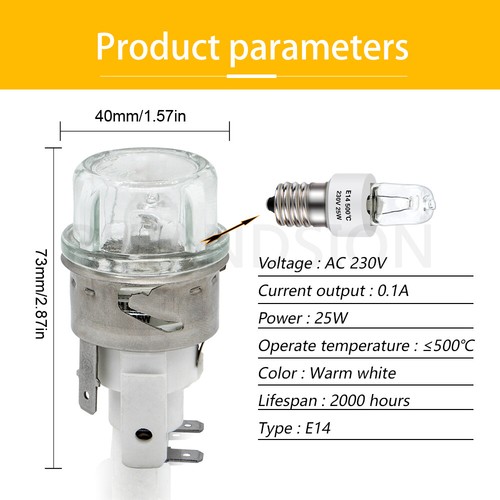 E14 Ampoule Halogène Micro-ondes W03 W05 W06 W07 Lampe De Four 230V 25W 3000K - Imagen 2 de 14