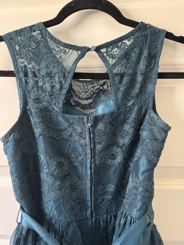 Zunie Girls Teal Lace Overlay Holiday Party Special Occasion Dress Size L/XL 16 - Picture 2 of 12