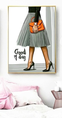 Poster 4er Set Kunstdruck Vogue Mode Girl Wanddekoration Rosa Weiß Fashion A4 - Bild 2 von 6