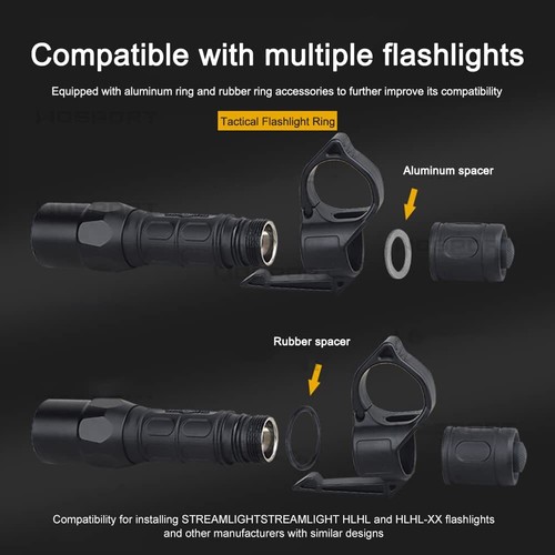 Porta Anello Torcia Tattica Portatile con Clip Tascabile per Torce LED - Foto 4 di 23