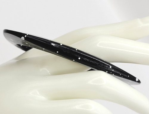 Splatter Black & White Triangular Acrylic Bangle Vintage Bracelet Retro Jewelry - Picture 5 of 11
