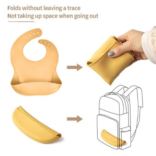 Baby Feeding Bib Apron Smock Silicon Waterproof Easy Clean 0-6 Toddler Kid Pouch - Picture 12 of 34