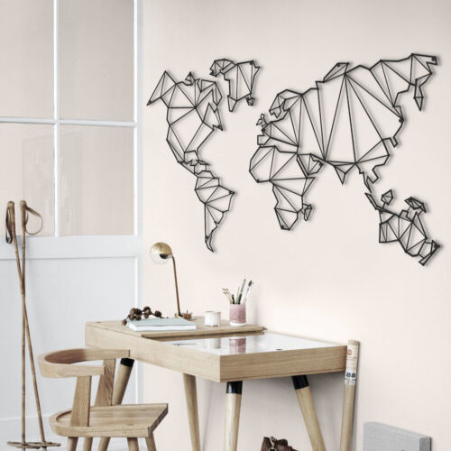 Mapa abstracto del mundo decoración de pared, arte de pared de metal grande, panel de pared de metal decorativo - Imagen 3 de 7