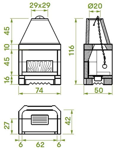 Palazzetti In Giardino Patio 64 R Barbecue Camino Legna Carboni 74x50x116cm 11Kw - Picture 2 of 4