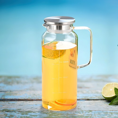 Cold Water Jug Ice Tea Pitcher for Fridge Beverage Glass Pitchers - Picture 4 of 12