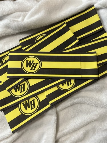 New 10 Pack Authentic Waffle House Folding Resizable Yellow Black Paper Hats - Picture 2 of 6