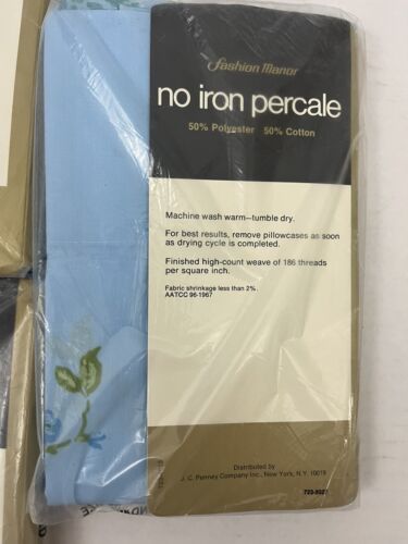 Set lenzuola federe piatte doppie JC Penney Fashion Manor senza ferro percalle - Foto 6 di 9