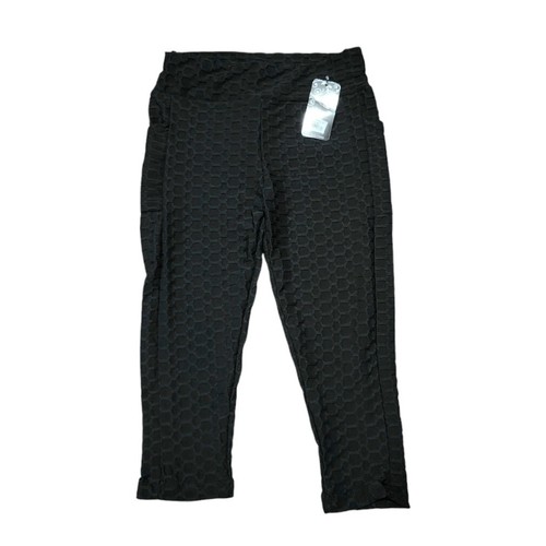 Honeycomb Scrunch Butt Black Leggings Womens Size Large High Rise Yoga Gym