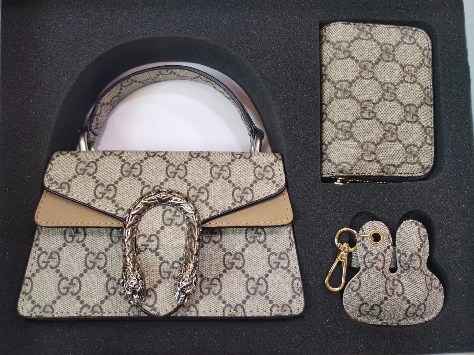 Sac à main Gucci authentique beige GG toile suprême Dionysus chaîne bandoulière seulement mini