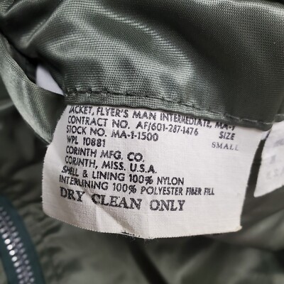 Vtg 80s MA-1 Flight Jacket Flyers Man Intermediate S OG Reversible