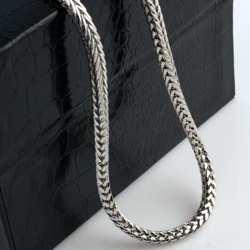 Mens Solid 925 Sterling Silver Franco Square Box Link Chain Necklace 4mm Thick - Picture 5 of 7