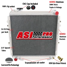 3 Row Aluminum Radiator For 1989-95 Toyota 4Runner 1988-1995 Pickup 3.0L V6 AT