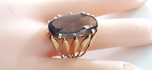 GOLD DESIGN RING ° 585 / 1000 ° 14 K ° RAUCHQUARZ ° Goldschmuck ° Modernist ° - Bild 14 von 15