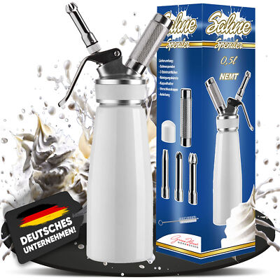 Nemt Weiß 0,5L Sahnespender Sahnebereiter Sahnesyphon mit Zubehörteilen 500ml