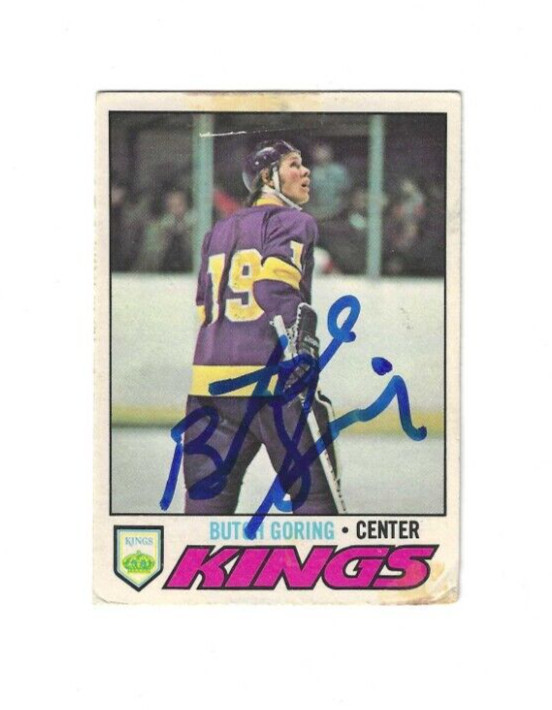 Autographed 1977-78 O-Pee-Chee OPC BUTCH GORING Los Angeles Kings Card #67 w/COA