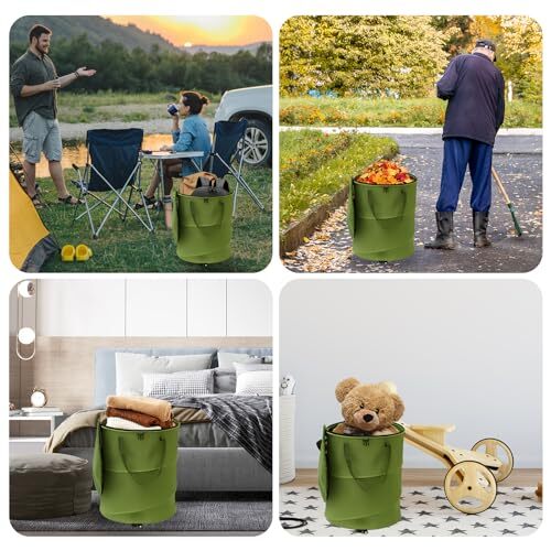 Reusable Lawn and Leaf Garden Bag Collapsible/Pop Up Trash Can 18x22 in Garba... - Picture 2 of 7