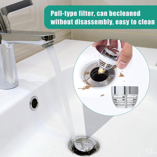 Tappo per Lavandino Del Bagno, Tappo Bidet Universale Pop Up in acciaio inox - Foto 7 di 7
