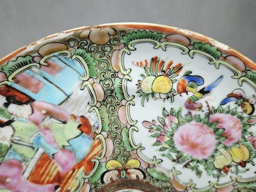 Set Of 4 Antique Chinese Rose Medallion Dinner Plates 8"D 1850-90 Floral Figural - Picture 10 of 24