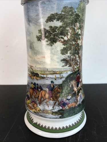 Vintage Kurt Hammer Germany Porcelain Lidded Beer Stein 9-3/4” Tall Rural Scene - Picture 7 of 17