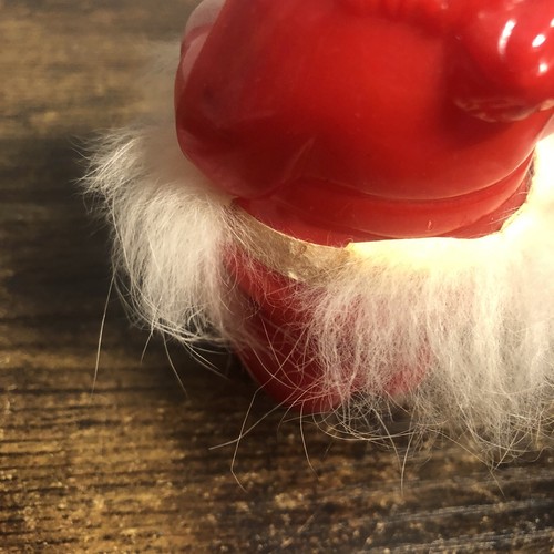 Vintage Christmas Hard Plastic Santa Claus Rattle/ Fur Red Ornament Decoration - Picture 7 of 17