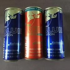 Lot Of 3 Red Bull Energy Drink  Limited Edition (1) Watermelon & (2) Blueberry