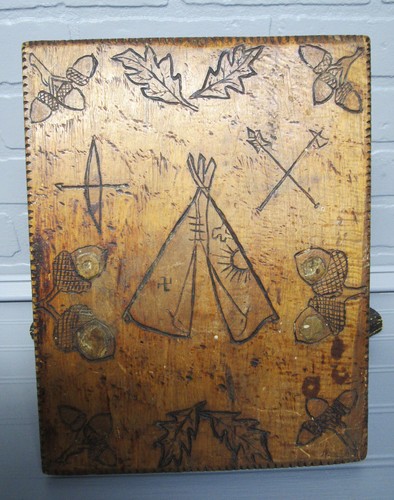 Antiguo taburete de madera nativo americano arte popular de 1800 asta indio primitivo - Imagen 3 de 15
