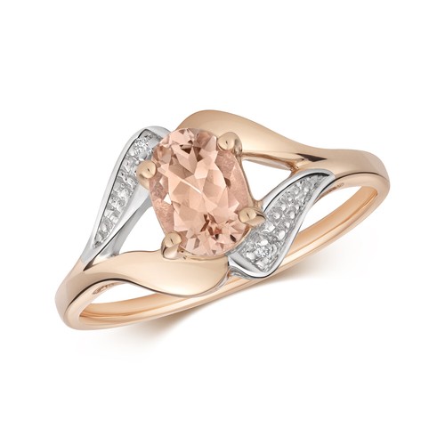 Real Morganita y Diamante Anillo 9ct Oro Rosa Solitario Dividido Pata Talla J - - Imagen 3 de 5