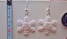 Silver, White or Gold Glitter Snowflake Earrings winter or Christmas time