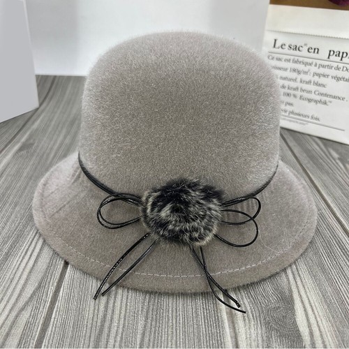Retro Women Wool Felt Bucket Cap Ladies Cloche Church Bowler Hat Winter Elegant - Picture 9 of 27