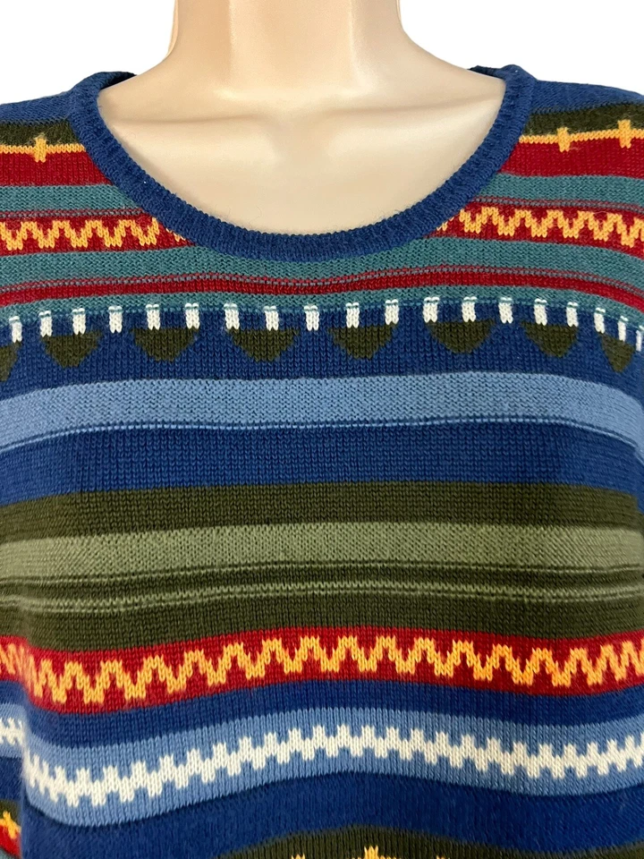 Camisa Suéter Koret City Azul Talla M Vintage Tejida Manga Corta Colorida Foto 2 de 4