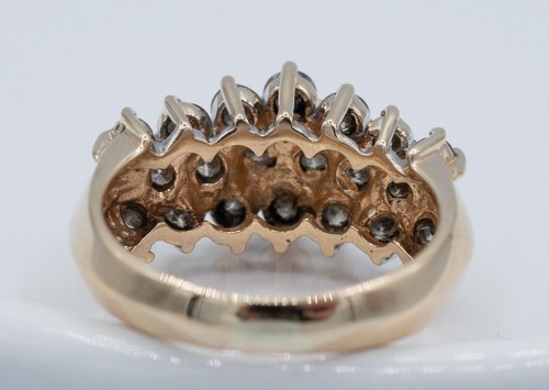 14KT Yellow Gold 1.93 CTTW Natural Champagne Diamond Cluster Staircase Ring GIA - Picture 6 of 16