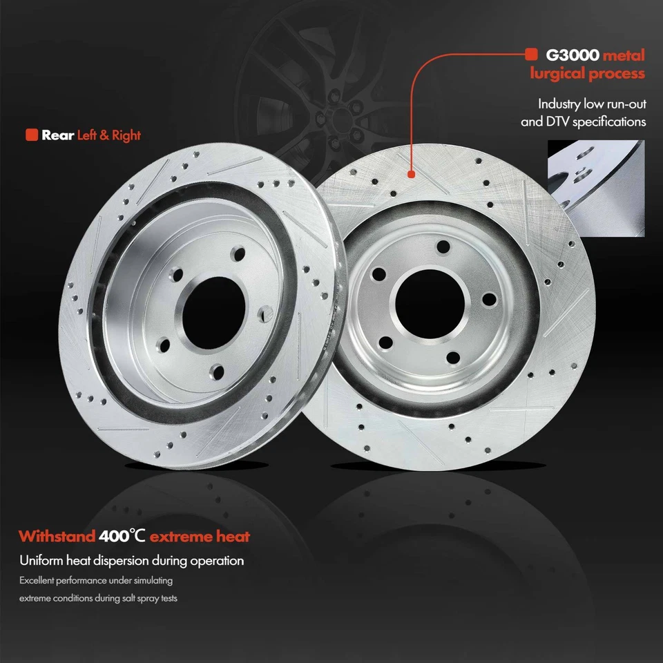 4 rotores de freno perforados delanteros y traseros para Chevrolet Corvette 05-13 Cadillac XLR Foto 3 de 4