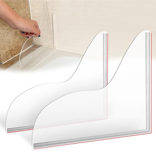 Shower Splash Guard Upgrade Bathtub Splash Guard 2 Shower Water Guard Self-Gl...
