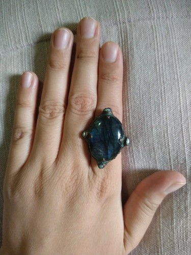 Mermaid Labradorite Ring Pearl Ocean Treasure Copper Electroformed Size 6.75 - Picture 18 of 19