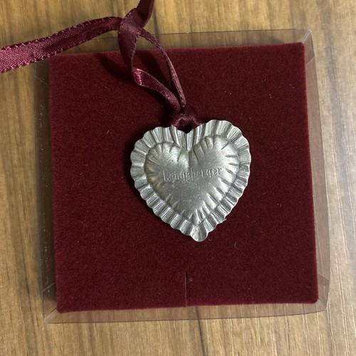 Longaberger Charm Sweet Heart 2" Pewter with Ribbon New in Original Box - Picture 4 of 6