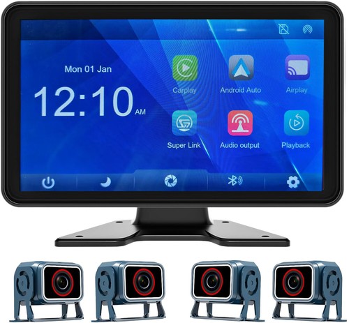 Monitor cuádruple IPS de 10" DVR 4 cámara de reversa multimedia para camión remolque RV autobús - Imagen 2 de 9