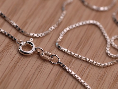 925 Sterling Silver BOX CHAIN Necklace 16", 18", 20" inch inches woman necklace - Picture 5 of 6