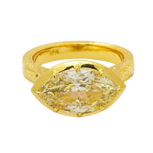 18kt Gold Fancy Yellow Canary Diamond Engagement Ring 4.55ct GIA CERT - Picture 3 of 7
