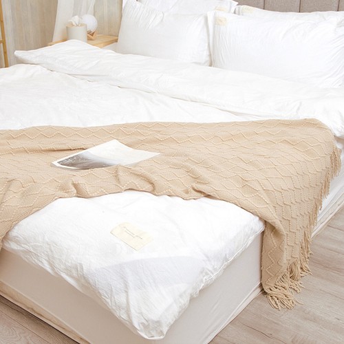 Cotton Tassel Blanket Throw Bed Sofa Towel Crochet Acrylic Rug Home Office Decor - Picture 12 of 23