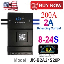 Smart BMS 8S-24S 2A BALANCE CURRENT BMS 200A BT for Li-ion LTO LiFePo4 Battery