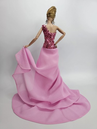 Pink Chiffon Evening Dress Outfit Gown For Barbie Silkstone Fashion Royalty FR - Picture 20 of 20