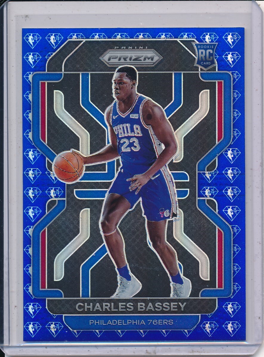 CHARLES BASSEY 2021-22 PANINI PRIZM 75TH ANNIVERSERY BLUE DIAMOND PRIZMS RC #304