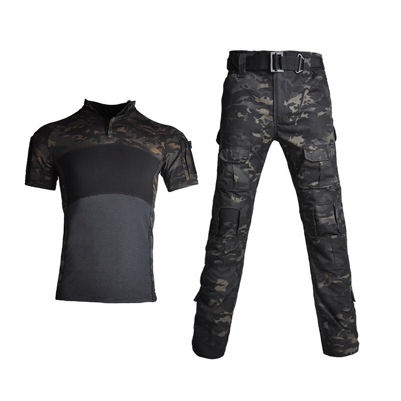 Men s Combat T shirt Cargo Pants Military Special Forces Camo
