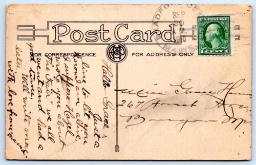 BANDERÍN ANTIGUO DE 1916 RECIÉN LLEGADO BRADFORD MAINE GRANJERO TIRA COCHE ANTIGUO POSTAL - Imagen 2 de 2